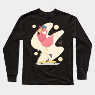 happy pink flamingo Long Sleeve T-Shirt